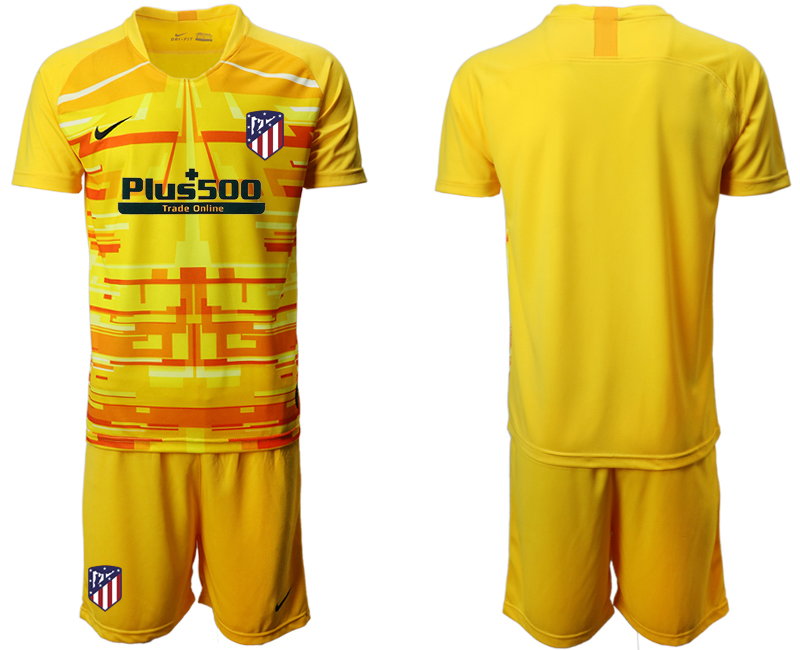 Men 2020-2021 club Atletico Madrid yellow goalkeeper blank Soccer Jerseys